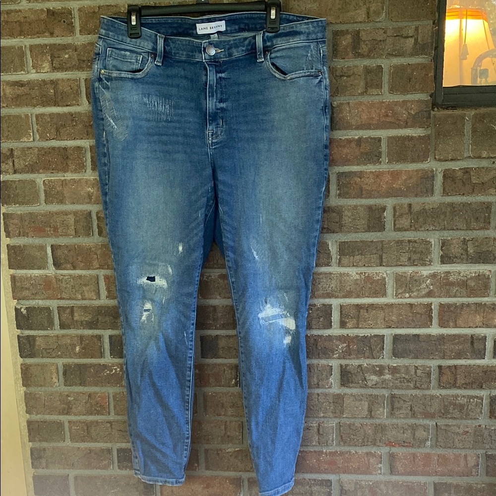 Lane Bryant Blue Distressed Skinny Jeans